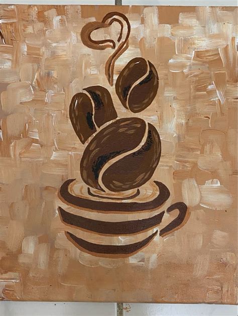 Coffee Bean Acrylic paint | Coffee art drawing, Coffee painting canvas ...