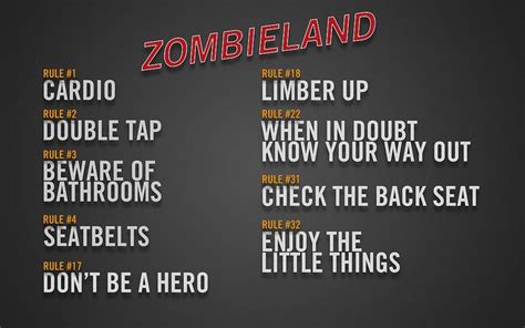 zombieland list 2ZOMBIELAND Rules List