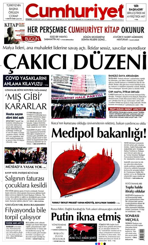 19 Kasım 2020 Perşembe tarihli Cumhuriyet gazetesi manşeti - Memurlar.Net