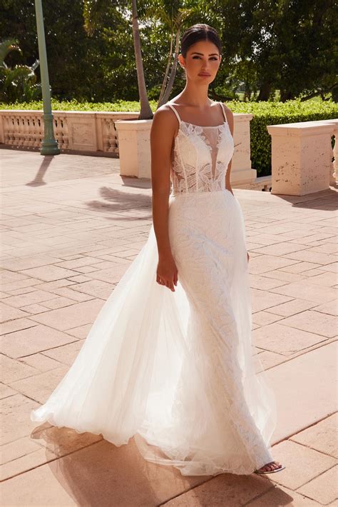 White Nox Anabel C1628W Long Beaded Wedding Dress - Wedding Dresses