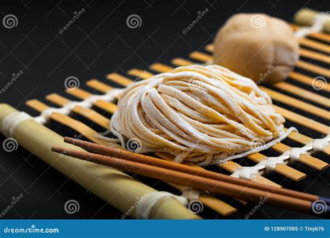Food Fresh Raw Homemade Oriental Asian, Chinese Egg Noodles by O Stock