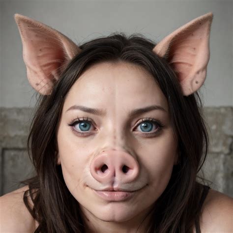 Arafed woman with pig ears and a fake nose - SeaArt AI