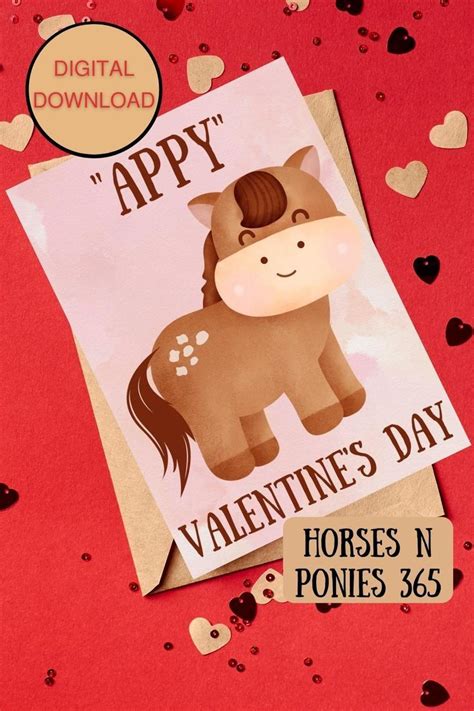 Printable Horse Valentine, Downloadable Cards for Valentines Day, Cute ...