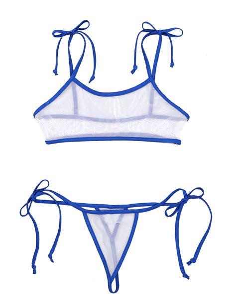 vastwit See-Through Micro Mesh Cami Bra Top and G-String Thong Bikini