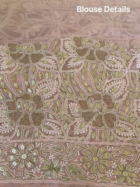 Light Peach Gota Patti Chikankari Saree – Dress365days