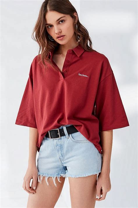 uo iets frans oversized short sleeve polo shirt shirt outfit women