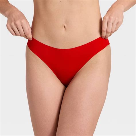 auden womens invisible edge laser cut bikini underwear  red