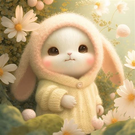 Premium AI Image | A bunny in a field of flowers