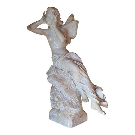 Antique Late Victorian French Hand Carved Nude Psyche Goddess Marble