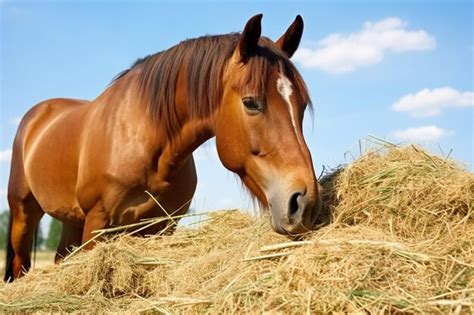 Premium AI Image | Equine Dining Horse Enjoying Hay from Haystack