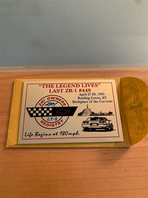 The Legends Lives – Last ZR-1 #448 – Dash Plaque, $25 (WA) > ZR-1 NET