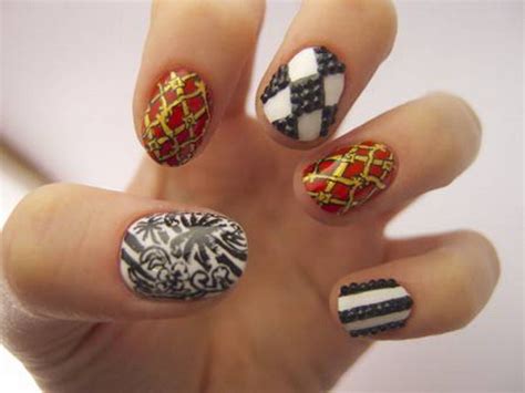 19 Each Finger Different Nails Designs Images - Peach and Black Nail ...