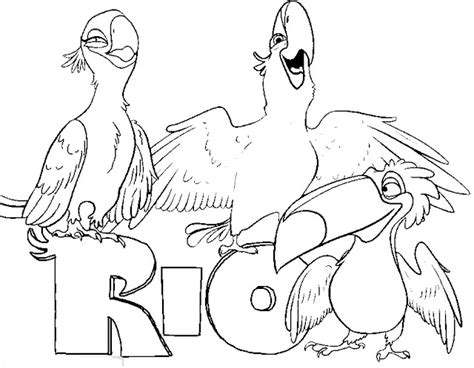 Desenho Para Colorir Arara Azul Do Filme Rio - Desenhos do Filme Rio, da arara azul e seus amigos para colorir pintar ...