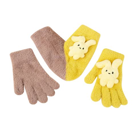 Hand Grip Mittens Knitted Plush Couple Gloves Cartoon Decor Screen