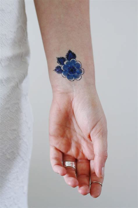 Small Delft Blue flower tattoo