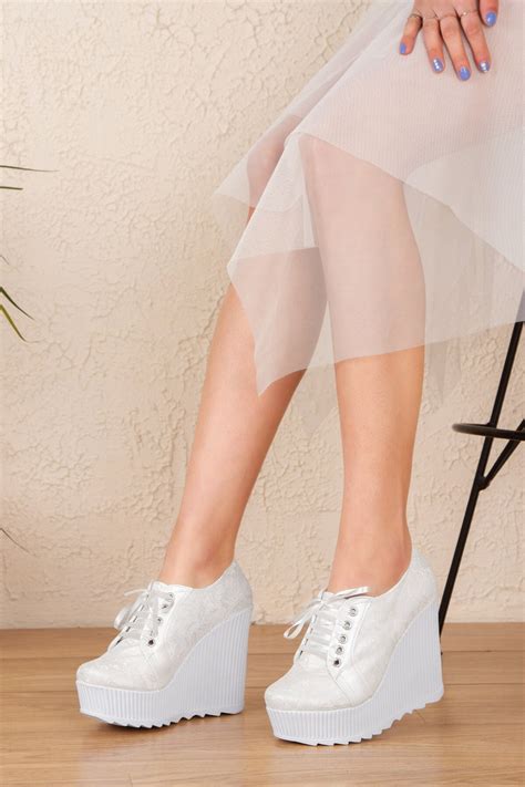 White Converse Shoes/wedge Heel /wedding Shoes/comfortable Shoes/casual