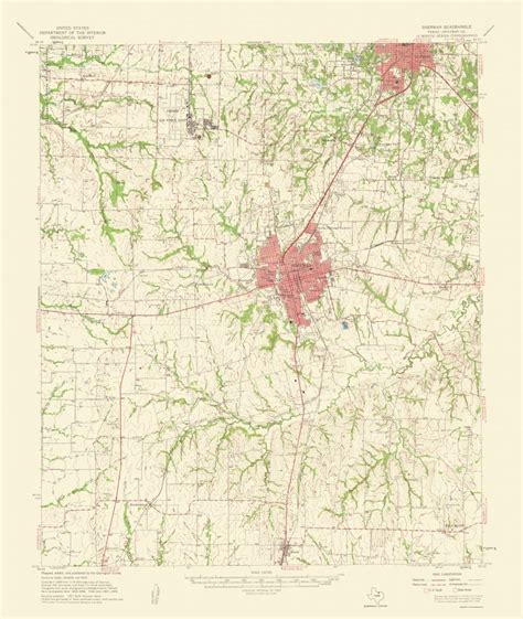 Old Topographical Map - Sherman Texas 1959 - Sherman Texas Map ...