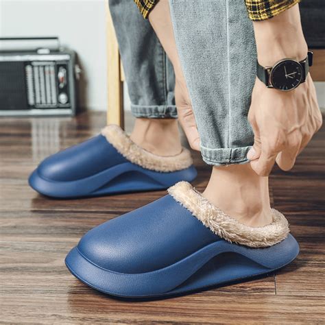 ZTTD Waterproof Slippers Men Lined Clogs Winter Garden Shoes Warm House