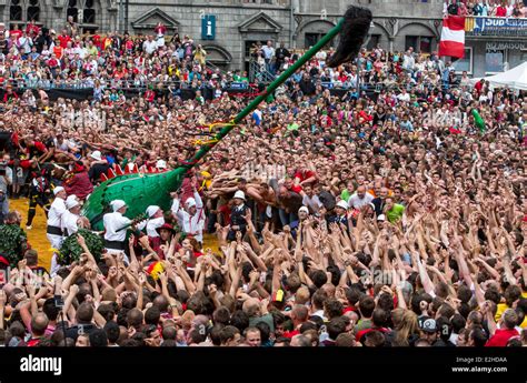 "Doudou" festival in Mons, Belgium. "Lumeçon" battle of the holy St