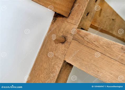wooden pin joint stock image image  building woodworking