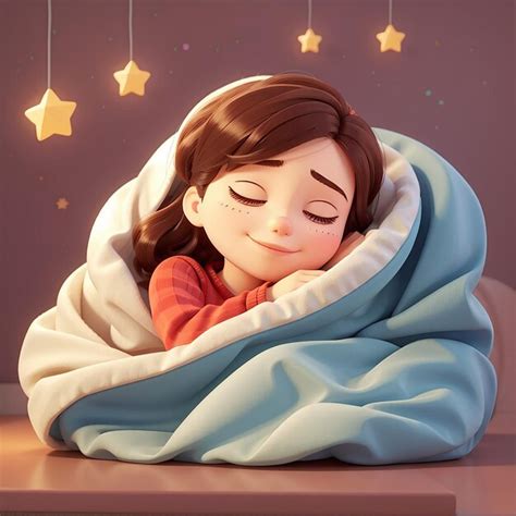 premium photo cozy nap time cartoon girl sleeping illustration