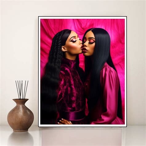Barbie Lesbian Couple Kissing Black Lesbian Art Gay Pride Art Fashion