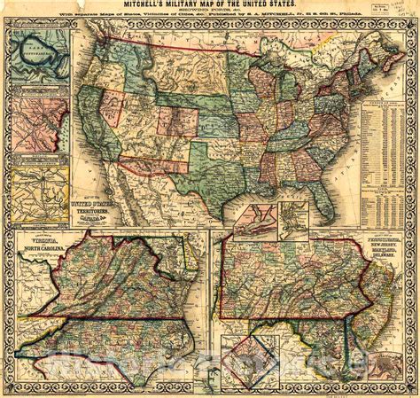 Historic 1861 Map - Map of The United States, and Territories
