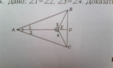 Дано: угол 1 = углу 2; угол 3=углу 4 Доказать: BD=CD - Школьные Знания.com