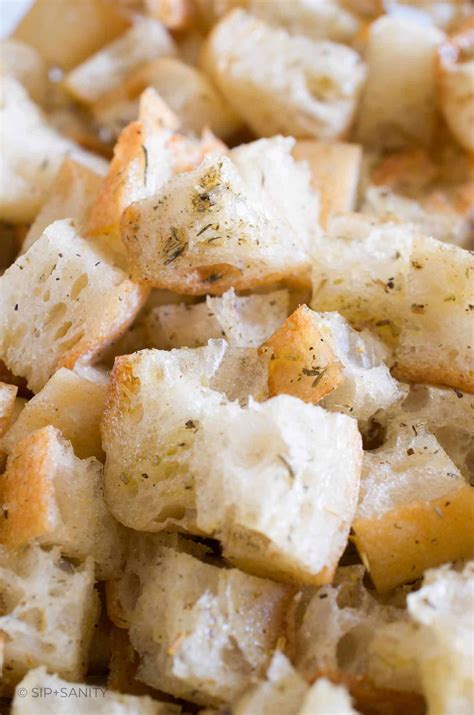 homemade garlic herb croutons recipe sip sanity