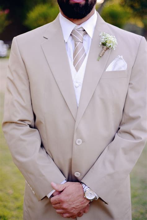 taupe groom suit  tie  white vest