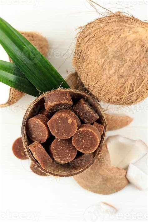 top view coconut sugar block  stock photo  vecteezy