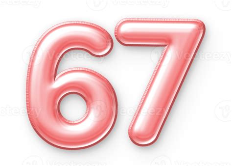 67 Number Balloon Pink 24652415 PNG