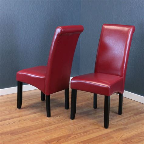 red leather dining room chairs