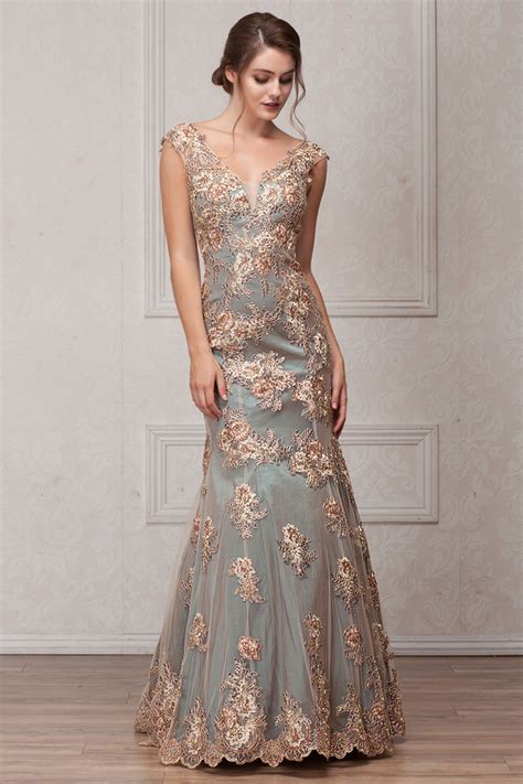 Embroidered Lace Mermaid Long Mother Of The Bride Dress AC766 | Mother