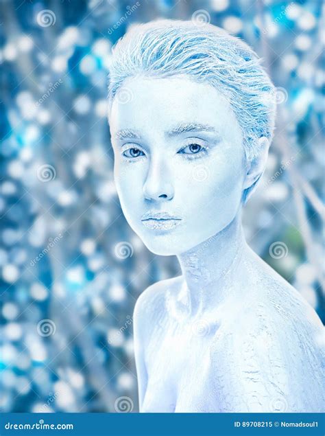 Attractive Naked Covered in Ice Woman, Cold Effect Stock Image - Image