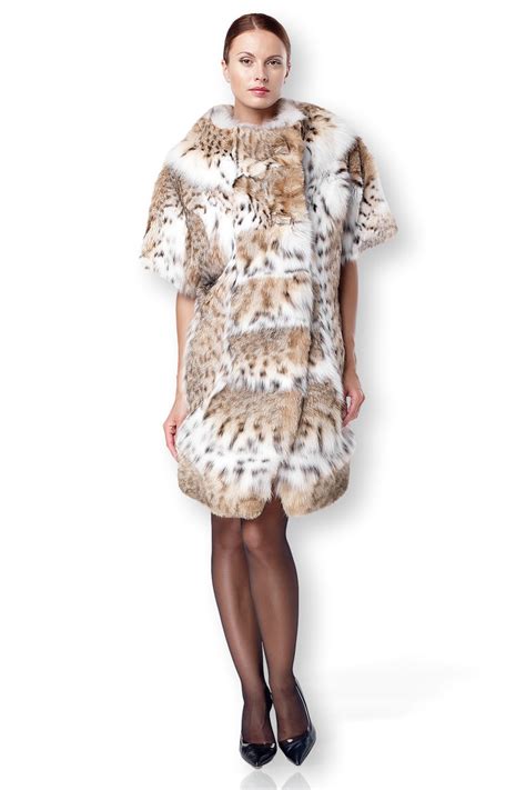 Lynx Coat Noriko Knee Length Cropped Sleeves| SKANDINAVIK FUR