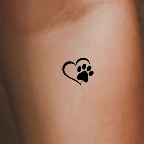 Paw Print Heart Temporary Tattoo / Small Paw Print Tattoo / Dog Tattoo ...