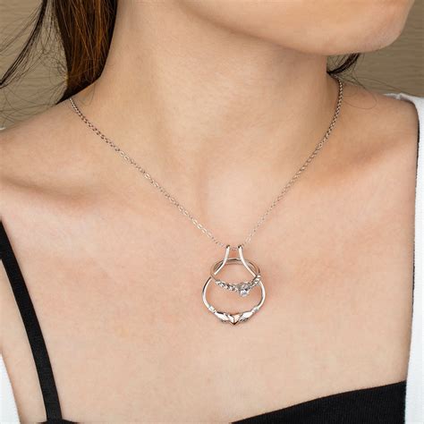 ring holder necklace  claddagh heart sterling silver ring keeper