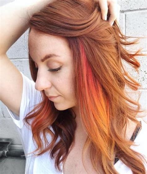 Red Hair With Purple Peekaboo Highlights