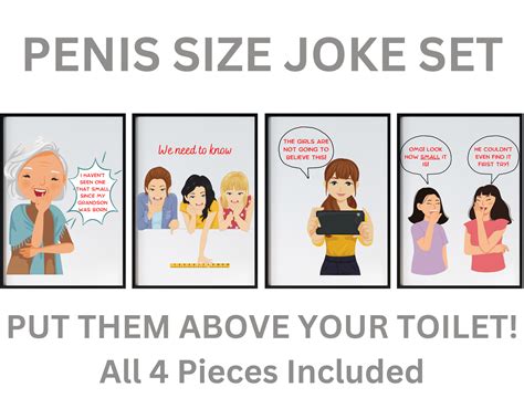 Penis Size Joke Set, Funny Bathroom Decor, Bathroom Humor, Wall Art