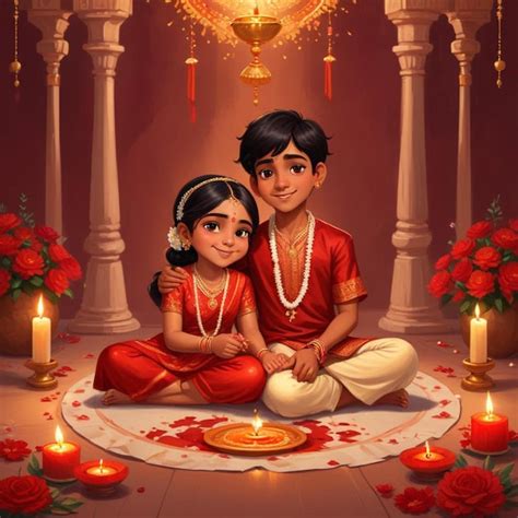 happy bhai dooj greeting card featuring  young indian siblings