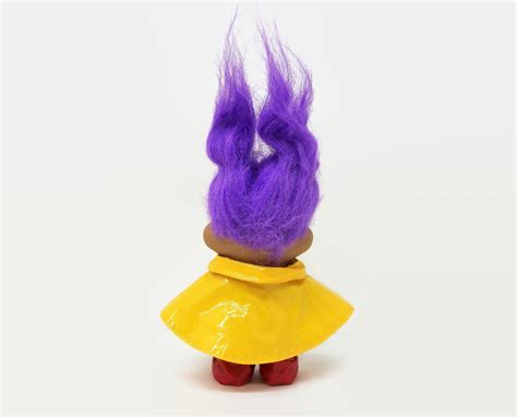 Vintage TNT Troll Doll in Raincoat and Galoshes Purple Hair and Yellow Eyes 1991 1990s Troll Toy ...