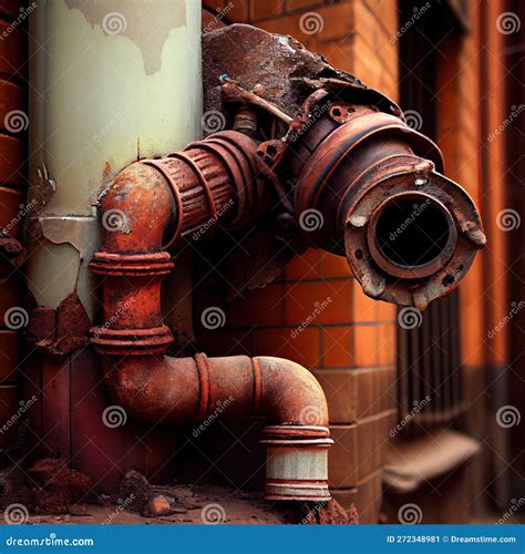 Replacement of Rusty Aging Downpipes in the City Stock Illustration