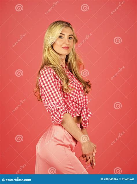 She is really Cute. Blonde Wear Vintage Clothes. Retro Woman with