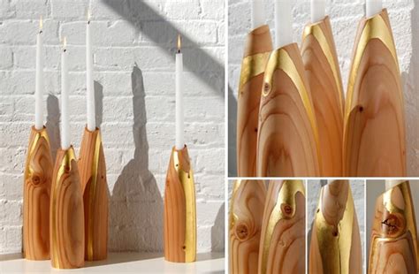 Wood candle holders