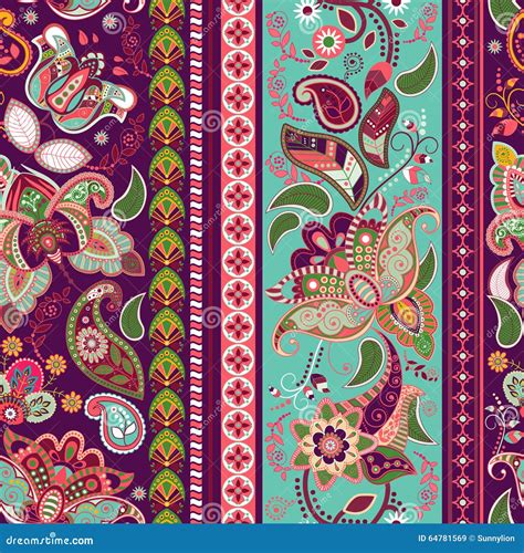 Striped Seamless Pattern. Floral Wallpaper Stock Vector - Illustration