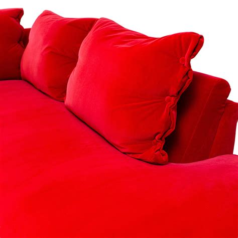 Modern L Sectional with Inside Curve, Button Pillows and Bright Red