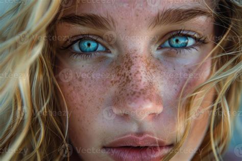 Striking blue eyes and freckles closeup 47900217 Stock Photo at Vecteezy