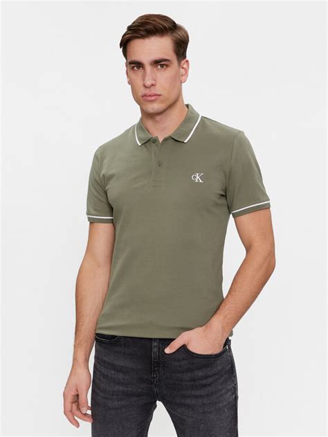 Calvin Klein Jeans Polo Tipping J30J315603 Vert Regular Fit | Modivo.fr