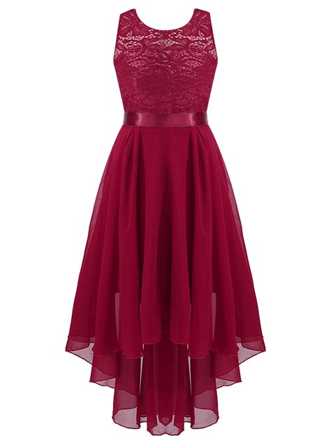 Aislor Kids Junior Teen Girl's Sleeveless Bridesmaid Dress High Low Hem
